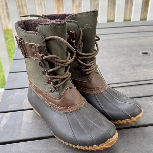 JBU Green and Brown Winter & Rain Boots - Picture 1 of 5